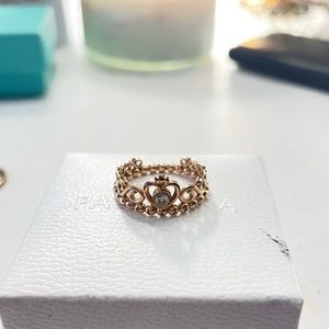 Rose Gold Pandora Princess Ring - Size 6.5